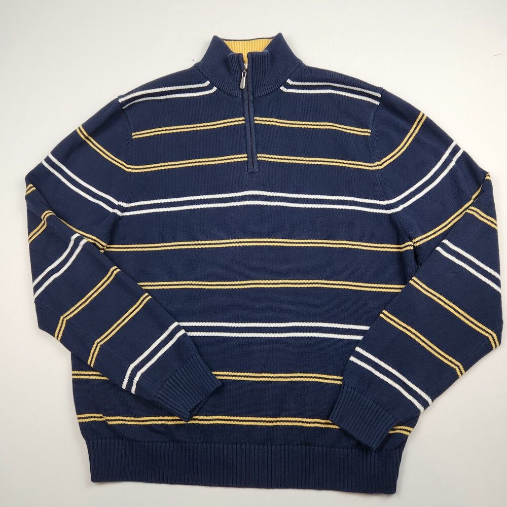 Brooks Brothers Country Club Striped Quarter-Zip Sweater Men M Vintage Hong Kong